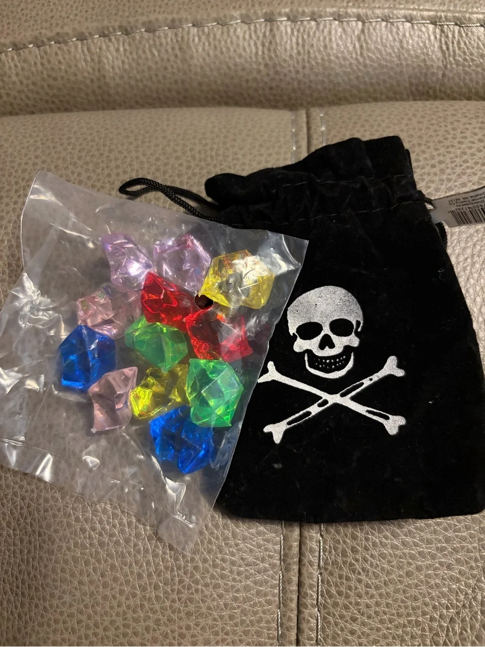 Set of 2 Black Skull Drawstring Pouch for Kids or adults- Pirate Treasure Bag